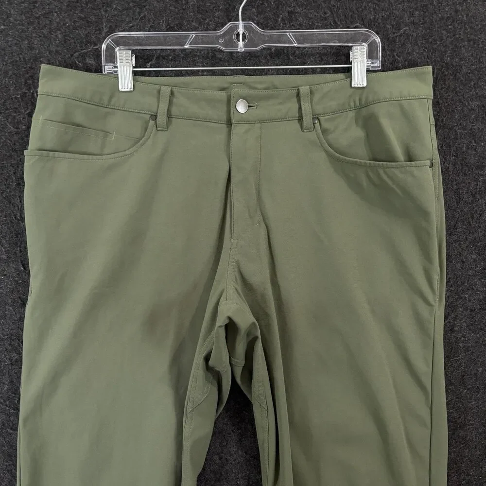 Lululemon ABC Classic Pants Men's 38x33 Green 5 Pocket Chino Straight Leg